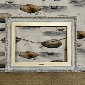 Vintage carved wood frame in gray and cream tones, 75x95 cm