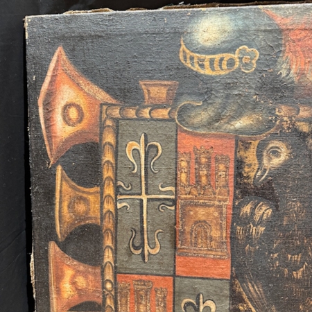 lienzo antiguo blasón escuela colonial