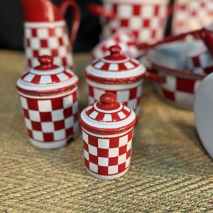 set cocina esmaltado rojo cousances años 50